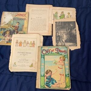 antique ephemera papers 1800’s to 1920’s loose some damaged book pages
